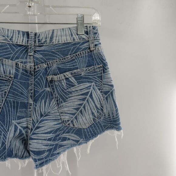 Anthro Current/Elliott Womens Size 25 Palm Print High Rise Denim Jean Shorts - Picture 14 of 14